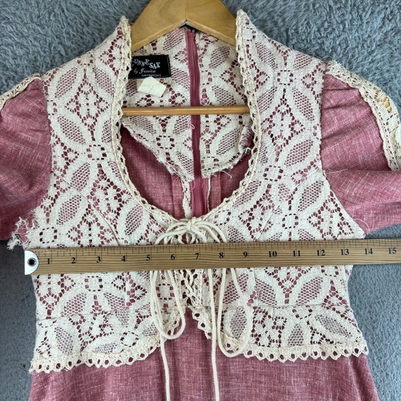 Vintage 1969 Gunne Sax Black Label Pink Lace Renaissance Dress size 7 - Picture 8 of 16